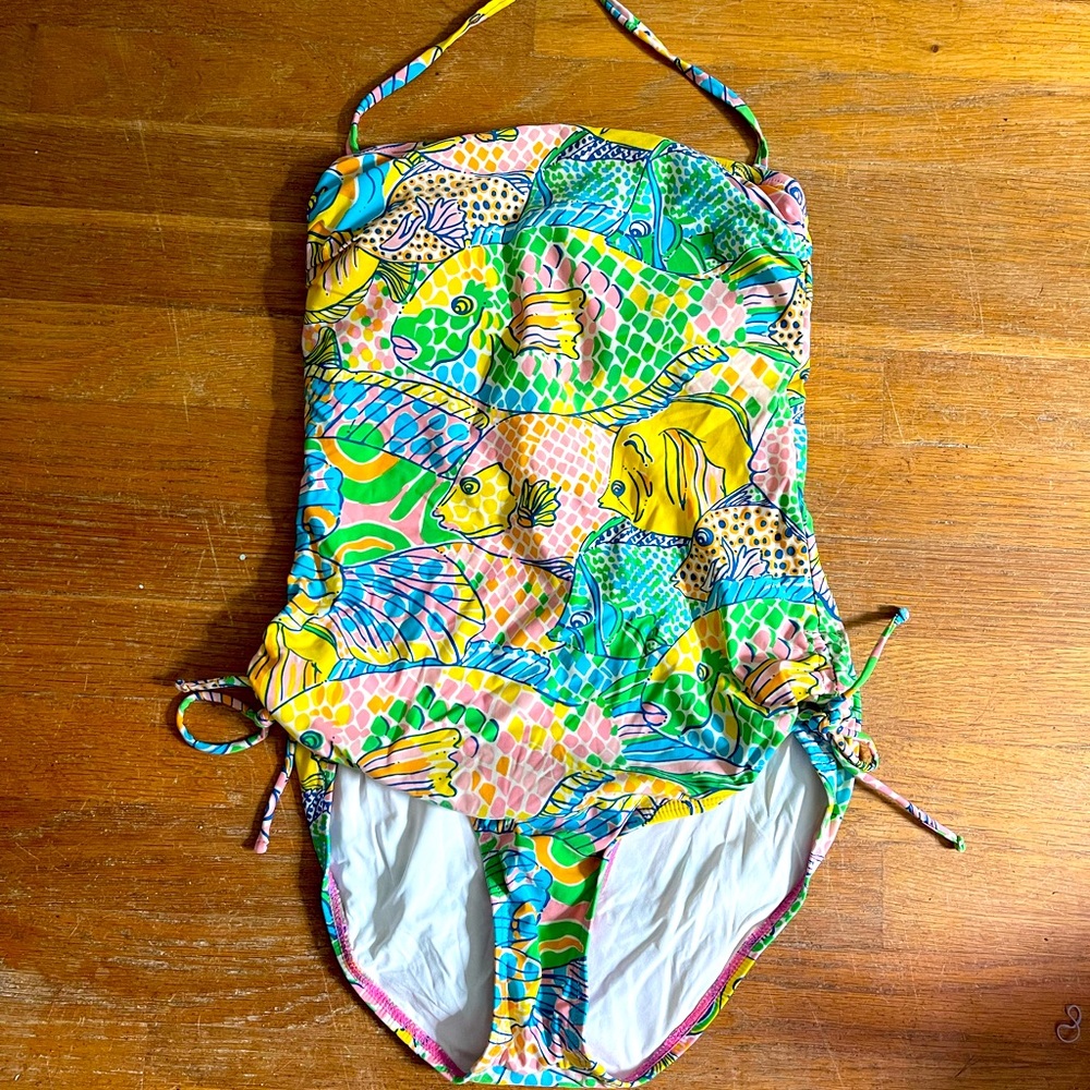 EUC Lilly Pulitzer one piece multi colored fish pattern